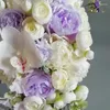 装飾花ウェディングウォータードロップスタイルブライダルブーケ人工白い紫色の花ラベンダー滝