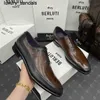 Berluti Business Leather Shoes Oxford Calfskin Handmade Top Quality Scritto Pattern Gentlemen's Formalwq