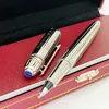 CT Classic Metal Signature Pen Silver With Blue Drill Ball Point Pennor Bekväm skrivare 240109