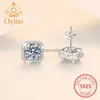 Stud Oyino Nowy S925 Sterling Silver Moissanite Square Bag Prosta moda kolczyki przeciw algijne dla kobiet YQ240110