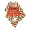 Ensembles de vêtements bébé fille noël rayé noeud haut long micro évasé taille élastique pantalon ensemble 0-5 ans enfant 2 pièces tenue