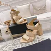 Sandalen mit drei Riemen, Pantoletten für Damen, Sommer-Designer-Hausschuhe, High-Heels, Sandale, offener Zehenbereich, Knöchel, importiert, Mischlings-Schaffell unten, Luxus-Kleiderschuhe, Hardware