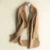 Women's Wool 2024 Autumn And Winter Double-Sided Pure Cashmere Coat Woman Jacket Long Loose Suit Collar Color Cardigan P100