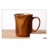 Canecas portátil copo de madeira natural com alça de madeira teacup café cerveja suco bebendo caneca drinkware cozinha bar acessórios drop deliv dhfp8