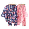 Japanese kimono robe women 100 gauze cotton sleepwear fashion starry sky pyjamas pajamas set bathrobes 240109