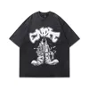 Vintage Oversized T-Shirt Hip Hop Eye Graphic Print Punk Gothic Washed Tshirt Streetwear 2024 Harajuku Cotton Loose Shirts Tops