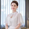 Halsdukar Cape Wrap Shawl Wedding Party Pearl Polyester Bolero Sheer Bridal Shrug Button Solid Color Cardigan Chiffon Comfy