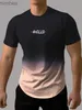 T-shirts voor heren O-hals 3D-printen Gradiëntkleur Hallo Heren T-shirt Zomer Hot Sale Nieuwe Casual Korte mouwen Mode Oversized Straat TopL240111