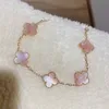 Diseñador Van Cl-Arp Pulsera Versión alta Cinco flores Pulsera de trébol de cuatro hojas Plata de ley S925 para mujer Nuevo Día de San Valentín Regalo de nicho de lujo ligero para novia