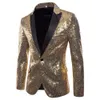 Shiny Gold Sequin Glitter Verfraaid Blazer Jas Mannen Nachtclub Prom Pak Kostuum Homme Stadium Kleding Voor zangers 240110