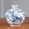 Estilo chinês jingdezhen clássico azul e branco porcelana caulim vaso de flores decoração para casa vasos artesanais8204197