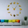 Horloges murales acrylique miroir autocollant grande horloge décorative autocollants design moderne pour salon montre noir horloge chiens créatifs