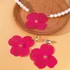 Colar brincos conjunto elegante moda jóias feminino liga de zinco rosa flor perfeito para todos os dias presentes do dia dos namorados