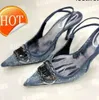 2024SS NOWOŚĆ D-VVENUS DERIM Obcasy Slingback Sandały Sandały D Kittie Canvas D Venus Beach Summer Designer Women High Heel 52