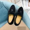 LP Wildleder-Loafer Mokassins-Schuhe Summer Walk Slip-On Charms flache Schuhe Apricot Echtes Leder Männer lässig Slip-on-Flats Frauen Luxus-Designer flacher Kleidschuh mit Box