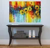 Abstract Decorative Flower Oil Painting on Canvas Hand Painted Modern Sunflower Wall Art Paintings Copy Impressionistic Autumn Artwork Home Decor No Frames