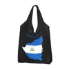 Shopping Bags Nicaragua Flag Stickers Grocery Tote Bag Women Kawaii Proud Patriotic Shopper Shoulder Large Capacity Handbag