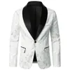 Männer Anzug Mantel Rose Muster Helle Jacquard Stoff Kontrast Farbe Kragen Party Luxus Design Kausalen Mode Slim Fit Männer Blazer 240109