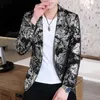 Blazer doré de printemps bronzant pour hommes, veste de costume cintrée à la mode, pour boîte de nuit de mariage, robe de soirée sur scène, vêtements masculins 240110