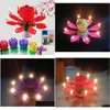 Autres fournitures de fête festive Bougie de musique Colorf Pétales Enfants Anniversaire Lotus Bougies de fleurs scintillantes Squirt Blossom Flame Cake Dhoiy