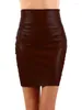 Skirts High Waist Faux Leather Mini Skirt Women Sexy PU Stretch Slim Pencil Back Full Zip Office Lady Vintage Party Custom