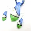 Pendant Necklaces Handmade Murano Lampwork Glass Water Drop Necklace And Earring Set Jewelry Gifts LL77