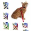 Dog Collars Leashes 50Pcs Pet Lead Leash Harness Kitten Red Belt Strap Safety Rope Adjustable Cat Collar Drop Delivery Home Garden Dhrkk