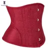 Corsetto sottoseno rosso a busto corto Corsetto Steampunk Top a forma di clessidra Shaper per la vita dimagrante 240109