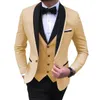 Burgundy Mens Suits Formal Wedding Black Shawl Lapel Casual Tuxedos For Prom Groomsmen Suits 3 PieceBlazerVestPants 240110