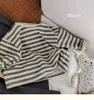 Vidmid Korean Children's Baby Stripe Botorded Long Sleeve Tシャツ男の子と女の子スプリングボトムシャツトップP5094 240109