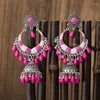 Boucles d'oreilles pendantes Vintage cloche Jhumka, tendance, coloré, Imitation goutte d'eau, Rose rouge, pompon perlé, bijoux égyptiens