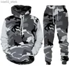 Survêtements pour hommes Camouflage 3D Imprimer Survêtement Set Homme Femme Sweat à capuche + Pantalon 2pcs Ensembles Outdoor Fitness Sportswear Surdimensionné Casual Unisexe Vêtements Q230110