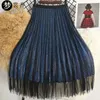 T-Shirt Flow Bright Wire Mesh Skirt Skirt Long Pleated Skirt High Waist Skirt Woman Skirts Mujer Faldas Saias Mulher