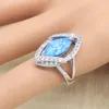 Colares Azul Fogo Opala Brincos Colar Pingente Anel Sier Conjunto de Jóias de Casamento para Mulheres Luz Azul Cristal Pulseira Presente