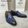 Berluti 비즈니스 가죽 신발 Oxford Calfsin Handmade 최고 품질 컬러 문지름 세트 Lefu 레이저 문신 British CasualWQ