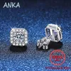 Stud ANKA NIEUWE s925 zilveren oorbellen vrouwen moissanite oorbellen vervaardigde luxe vierkante 1ct moissanite diamant vrouwen oorbellen YQ240110