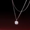 ネックレスTrustdavis Real 925 Sterling Silver 2022 Square Dazzling Clean CZ Clavicle Necklace for Women Wedding Fine 925 Jewelry DE0090