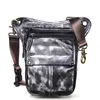 Crazy Horse Leather Men Multi-Function Design Small Messenger Bag Fashion Travel Belt Midjepaket Drop Leg Bag Pouch Male 211-4-D 240110