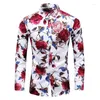 Men's Casual Shirts Autumn Long Sleeve Hawaiian Shirt Fashion Flower Printed Plus Size Floral For Men Business Office 7XL