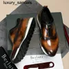 Berluti Business Leather Shoes Oxford Calfskin Handmade Top Quality Shiny Casual Sports Patina Ancient Dyed One Step Lazywq