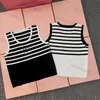 Sommer Frauen Halter Gestreifte Gestrickte Weste Sexy Kurze Ärmellose Tank Tops Bestickte Gedruckt Tops