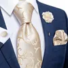 Blå silver paisley nackband för män lyx 8 cm bred siden ons slips ficka manschettknappar set brosch julklappar för män 240109