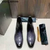 Berluti Business Deri Ayakkabı Oxford Calfskin El Yapımı En Kalite Renk Bir Adım Chelsea Kısa Botlar Scritto Desen İngiliz Bootswq