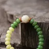 Charme Pulseiras Apple Rodada Leite Resistido Amarelo Verde Bodhi Root Pulseira Esculpida Lótus Branco Jade Acessórios Papelaria Mulheres