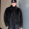 男服の毛皮の模倣レザージャケット厚くなったキツネミンクコートファッショントレンド冬の毛皮1コートラグジュアリーコート男性240110