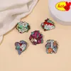 カラフルな花の脳心臓歯子宮バッジ装飾的なラペルピンバックパックエナメルピン衣類の宝石用ブローチ