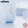 Colares WOSTU 925 Sterling Silver Love Romantic Long Chain Link Colar para Mulheres Fine Jewelry CTN260