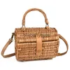 Schoudertassen Originele bamboe kleine ronde Crossbodytassen rotan str retro eenvoudige handtas schoudertas blieberryeyes