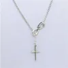 Whole-N606 Personality Infinity Cross Lariat Pendant Necklaces Silver Plated European Collares Necklace Forever Faith Necklace272D