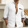 Chemises décontractées pour hommes 2024 Chemise boutonnée Rose Blanc Manches longues Revers Quotidien Vacances Poche Confortable Top Plus Taille S-6XL